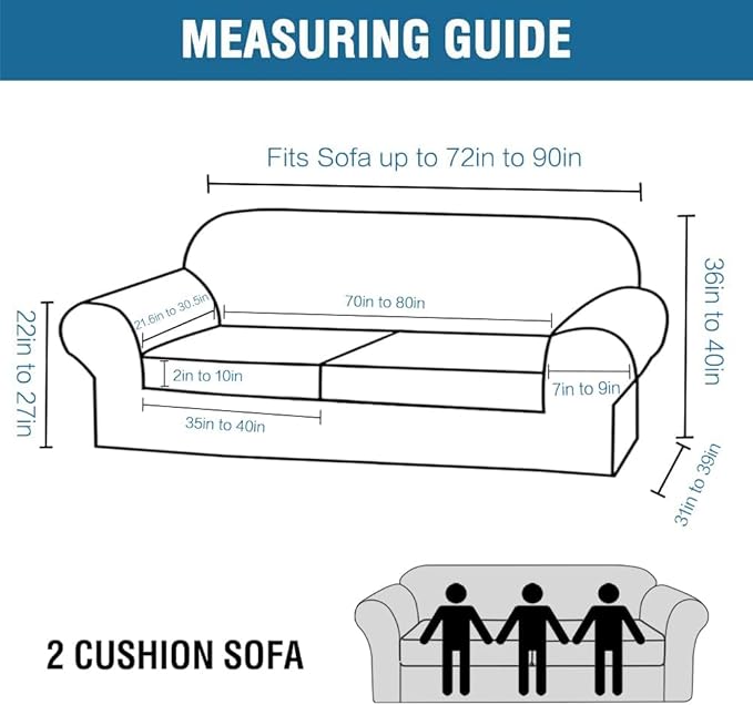 H.VERSAILTEX Real Velvet Plush 3 Piece Stretch Sofa Covers Couch Covers for 2 Cushion Couch Sofa Slipcovers (Base Cover Plus 2 Large Cushion Covers) Thick Soft Stay in Place (Large Sofa, Rust