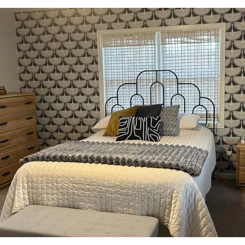Black and White Wallpaper Self-Adhesive Film Black Feather Removable Peel and Stick Wallpaper Bedroom Furniture Countertop Shelf Contact Paper 17.71"x78.7"
