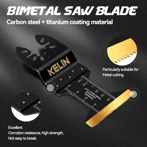 KELIN 28PCS Titanium Multitool Blades Kit, 4 Sizes Oscillating Tool Saw Blades Set for Metal and Wood Detail Cutting, Fit Bosch Fein Milwaukee Ryobi Dewalt