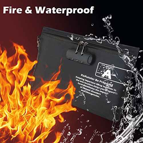 Fireproof Money Bag with Lock KaAutoler Fireproof and Waterproof Cash Bag with Zipper Closure Fireproof Safe Box Money Pouch Locking Accessories Pouch for Cash (11"*7.5")