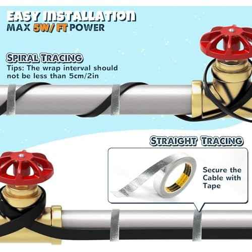 3~100FT Heat Tape for Water Pipes, UL & ETL Certified 30 FT Self-Regulating Pipe Heating Cable with Thermostat for Pipe Freeze Protection, Waterproof Heat Tape for Metal and Plastic Pipes,Black