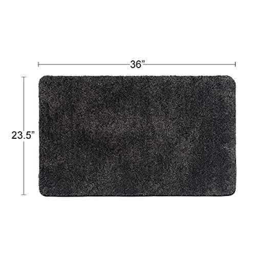 Eurow Trek N' Clean Soft & Plush Microfiber Traction Floor Mat, Super Absorbent, Fast-Drying, Anti-Slip Rug for Entryway, Kitchen, Bedroom, Traps Dirt, Mud & Water, 36 x 23.5 in, Gray and Black