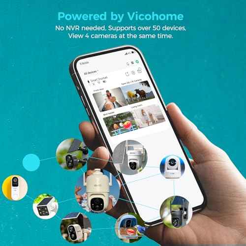 Vicohome CG6L Best 2K Solar Security Camera Wireless Outdoor System,No NVR Needed,Battery Powered,Easy to Setup,Motion Detection,Two Way Audio,Color Night Vision,SD Slot,180 Days Exchange Policy