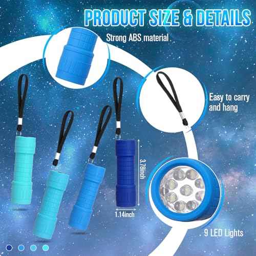 20 Pcs 9 LED Bulbs Mini Flashlight Bulk Small LED Flashlights Bulk with Lanyard for Camping Hunting Night Reading Wedding Party Favors, AAA Battery Included and Pre Installed