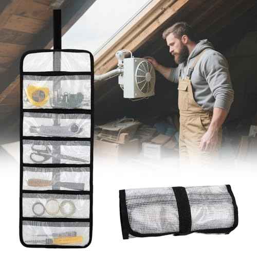 Small Roll Up Storage Bag, 6 Pockets Roll Up Tool Kit, Suitable for Mechanics, Kitchen Storage, Art Sketching, Travelling, Potter's Tools, Office Objects, etc., Transparent and Visible, Space-saving