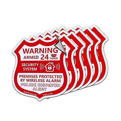 Psyfer¢ç (Fade-Free) 6 Pack - Alarm Security Outdoor UV Waterproof Window Stickers [Made in USA]