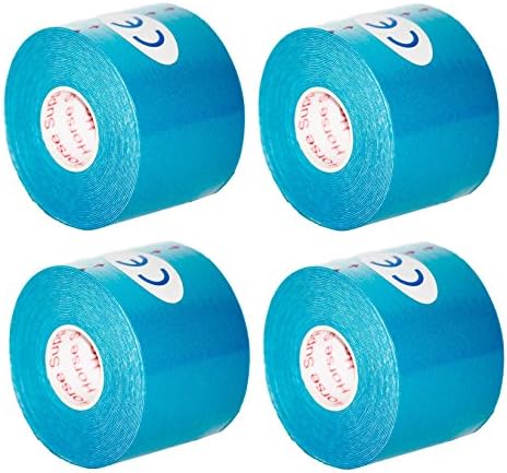 Kinesiology Tape Pro, Athletic Waterproof Muscle Support Adhesive Kinesio Sport Tape for Athletes 2 inches x 16.4 feet, 4 Rolls, Light Blue