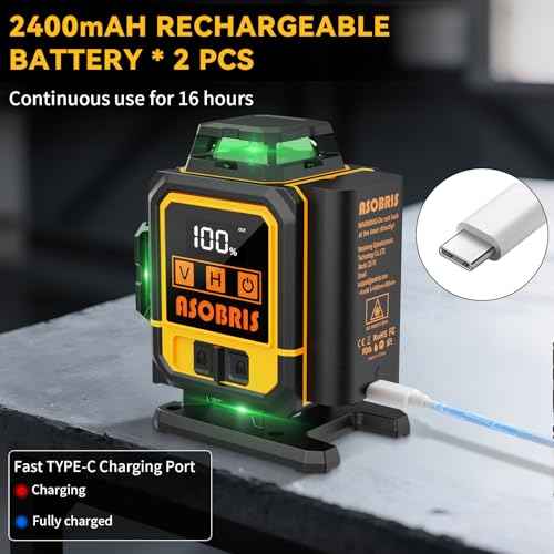 Laser Level 4x360¡Æ Self Leveling with Tripod & LCD Touch Screen, 4D Lazer Leveler Tool Green Cross Lazer Level Line Laser with 2x2400mAh Rechargeable Battery for Constuctions, Picture Hanging Indoor