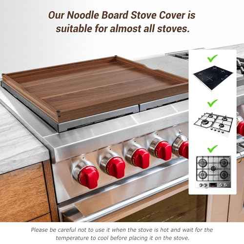 Wolki Noodle Board Stove Covers - 30"L x 22"W x 2.5"Th Heavy-Duty Gas & Electric Stove Top Cover with Built-in Handles for RV and Wooden Serving Tray