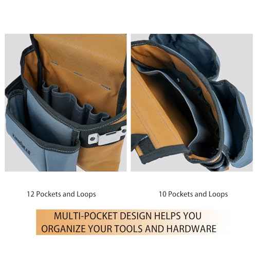 KUNN Carpenter Tool Belt with Suspenders Pro Framer Suspension Tool Rig for Construction Contractors and Electrician,Khaki
