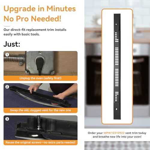 Range Oven Door Vent Trim, Compatible with Whirlpool WPW10310922 Genuine OEM, Compatible with Whirlpool Oven Door Replacement, Black Replacement Part - Replaces W10144870, W10118391, W10310922