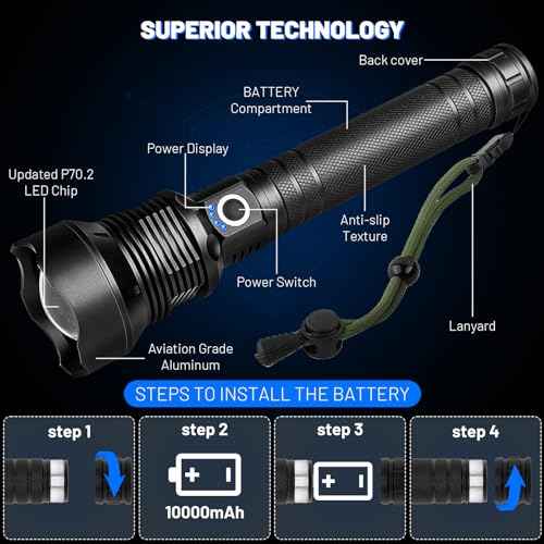 Cinlinso Flashlights High Lumens Rechargeable, 99,000 Lumens Super Bright Led Flashlight, Flash Light with 7 Modes, IPX6 Waterproof, Handheld Powerful Flashlight for Camping, Emergencies (Black)