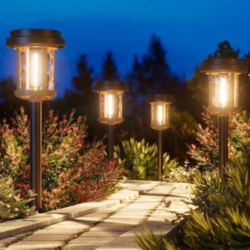 XMCOSY+ Solar Pathway Lights, Dual-Tone Solar Lights Outdoor Waterproof IP65, 20 LM LED Bright Glass Outside Light for Garden Path Yard Walkway Driveway (?Black & Brown)