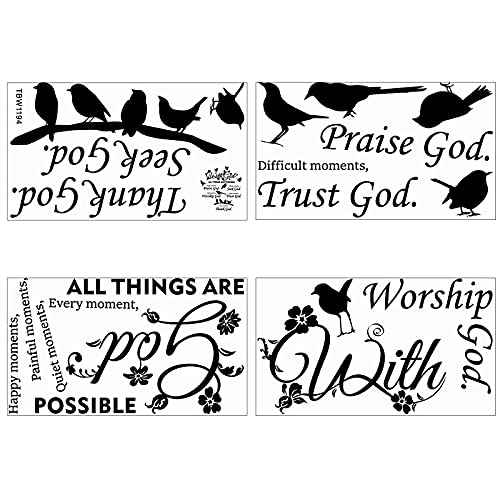 2 Pieces Bible Verse Wall Decal Scripture Quote Sticker - With God Things Are Possible Vinyl Christian Praise God DIY Inspirational Sayings Wall Art for Home Bedroom Decor