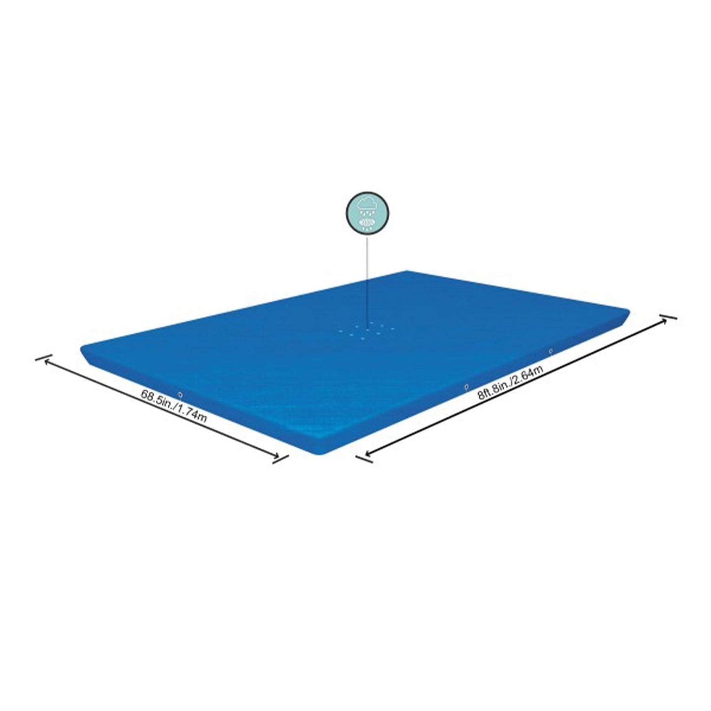 Bestway Flowclear Rectangular 9'10" x 6'7" Above Ground Pool Cover Compatible with Steel Pro Outdoor Swimming Pools with Drain Holes, Blue