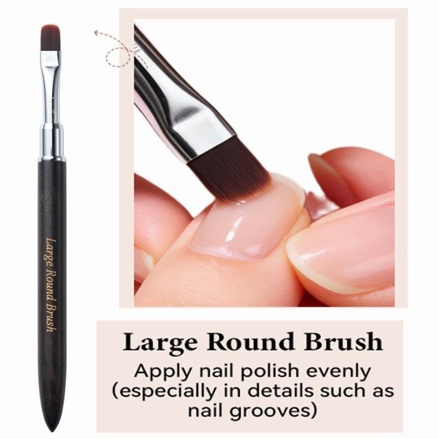 Large Round Brush for Builder Gel-Wide Head for Smooth,Streak-Free Application