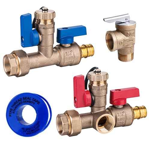 CMI Inc - 3/4 inch PEX A Tankless Water Heater Isolation Service Valve Kit ? Includes Pressure Relief Valve, Threaded Service Installation Valve - Compatible with Most Tankless Water Heaters