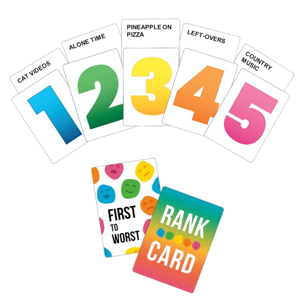 FIRST TO WORST Party Game - The Card Game About How Your Friends and Family Rank Things - for Kids, Tweens, Teens, College Students, Adults, Families, Groups and Fun Parties with Polarizing Priorities