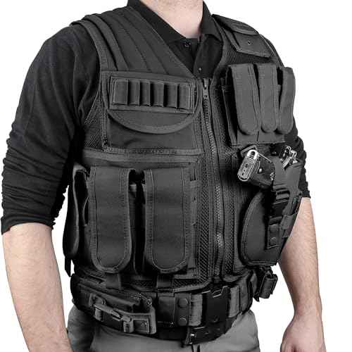 Barska Loaded Gear VX-200 Tactical Vest with Holster, Belt, Pouches, and Pockets - for Airsoft, Paintball, and Hunting