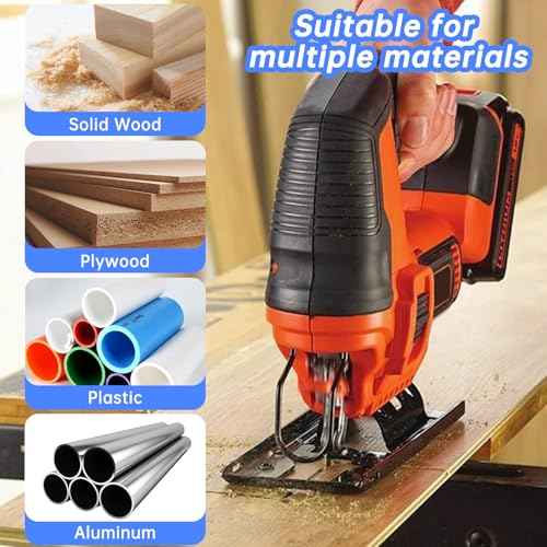 T Shank Jigsaw Blades Compatible with Black and Decker,25PCS Multi-Purpose HCS Jigsaw Blades Set Compatible with Black and Decker (T101AO, T144D, T118B, T118A, and T101B,Each 25pcs)