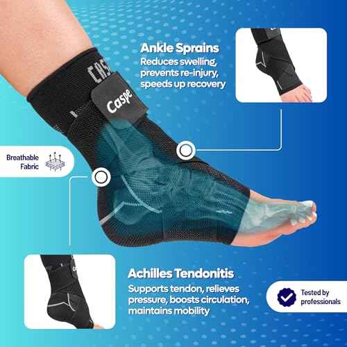 Caspe 2 Pack Breathable Ankle Brace for Women & Men with Adjustable X-Strap ? 3D Knit Compression Support, Helps with Plantar Fasciitis, Achilles Tendon, and Ankle Stability (Black, Large)