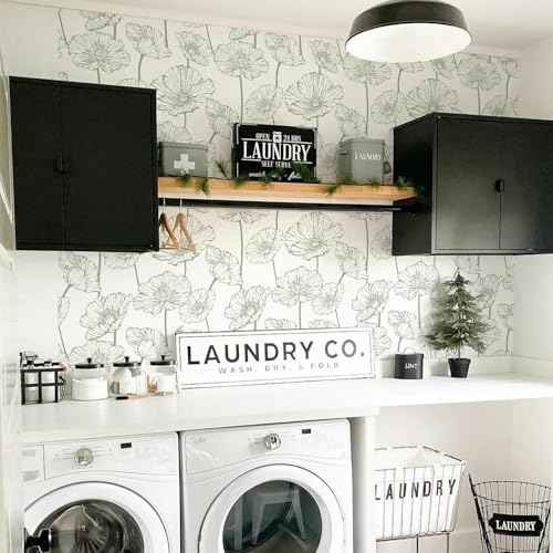Orainege Floral Peel and Stick Wallpaper Boho Contact Paper Green and White Wallpaper 17.3inx118.1in Self Adhesive Removable Decorative Wall Paper for Bedroom Bathroom Cabinets Decor Vinyl