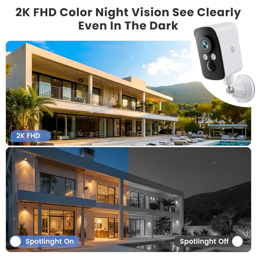 300¡Æ Pan Wireless Outdoor Security Camera, No Subscription Free 7-Day Cloud/SD, AI Detection, Magnetic Mount, Battery Powered, 2.4G WiFi, 2K, Night Vision, 360¡Æ View, 2-Way Talk, Home Security, IP65