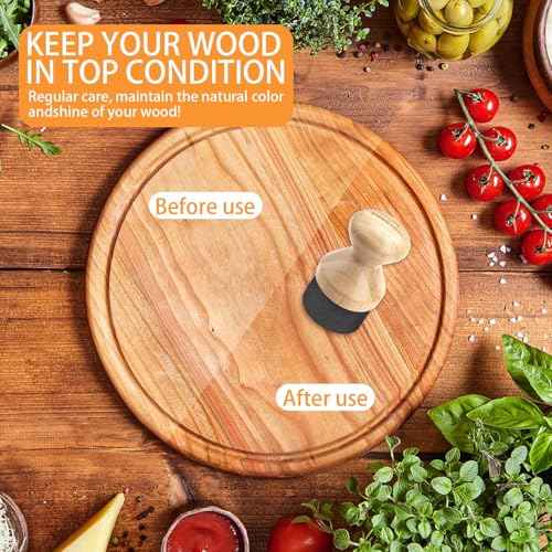 Cutting Board Oil Applicator with Lid, Wood Cutting Board Oil Brush, Wood Wax Applicator Brush for Butcher Blocks Spatulas Spoons Wooden Utensil (Beige)