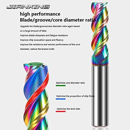 1/8" Extra Long Carbide Square End Mill for Aluminum, Copper Alloy, Plastic, 3" Overall Length End Mill Bits, 3 Flute HRC 55 Deg DLC Coating, CNC Router Bits (1 Pieces)