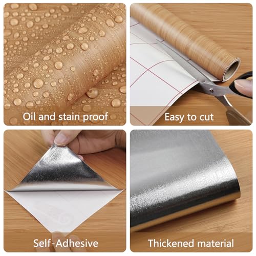 Brown Wood Grain Contact Paper 15.7¡Èx78.7¡È Wooden Peel and Stick Wallpaper Self-Adhesive Removable Waterproof Vinyl Film for Cabinets Countertops Furniture