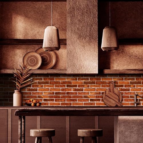 practicalWs Red Brick Wallpaper Peel and Stick 17.7in x 118.1in Brick Wrapping Paper Self Adhesive Faux Stone Removable Wall Paper for Christmas Halloween Fireplace Bedroom Bathroom Decoration