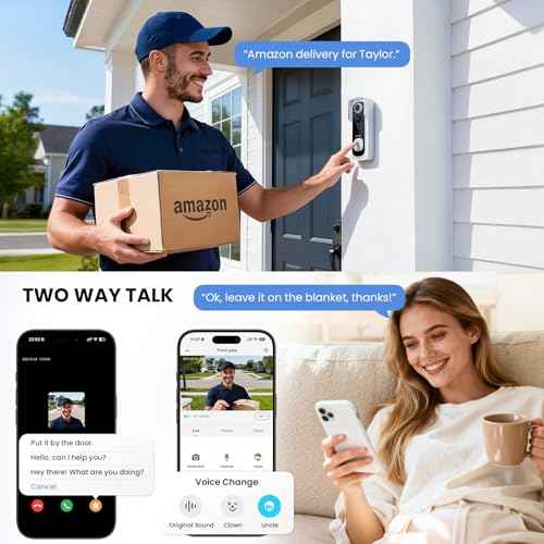 ieGeek Doorbell Camera Wireless No Subscription - Wireless Video Doorbell with Chime, Doorbell with Camera 1080P, Voice Changer, 2-Way Audio, PIR Motion Detection, Only 2.4Ghz WiFi, Works with Alexa