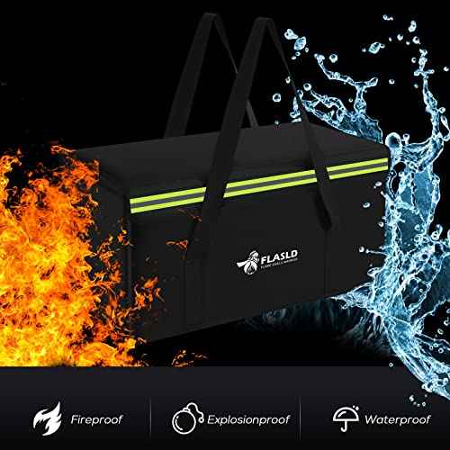 FLASLD Large Fireproof Document Bags, 24x12x12¡± Waterproof Storage Firesafe Bag, Fireproof Folder Safe Box for Cash, Valuables & Passport, Silicone Coating & Zipper Closure