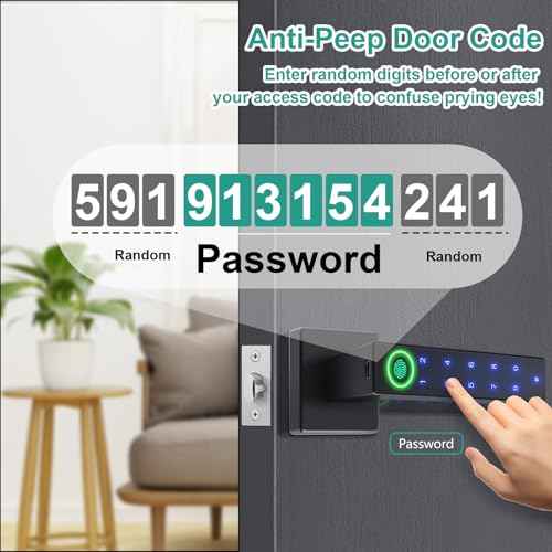 Fingerprint Door Lock,Smart Door Knob,Keyless Entry Door Lock with Handle,Biometric Digital Passcode Door Locks,Electronic Touchscreen Keypad Smart Door Locks for Bedroom Home Hotel Office Apartment