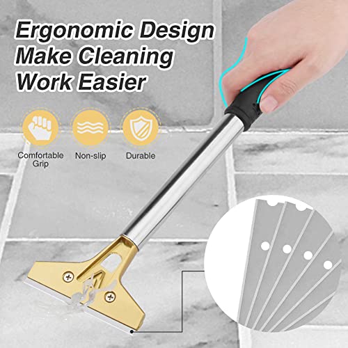 4 Inch Razor Blade Scraper with 20Pcs Extra Metal Blades Multi-purpose Heavy Duty Cleaning Scraper Tool for Removing Paint, Stickers, Decals, Labels on Floors, Glass, Tiles, Walls