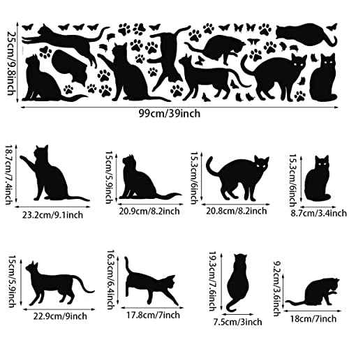 Bamsod Black Cat Wall Stickers for Kids Bedroom - Vinyl Wall Art Decals, 10 Pcs