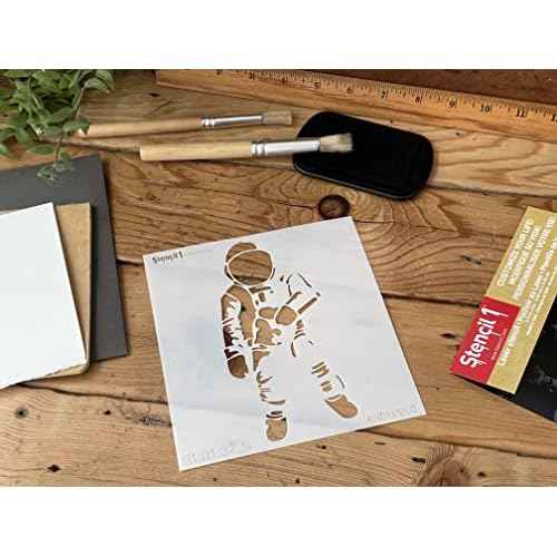 Stencil1 Astronaut Stencil, 5.7 x 6 inches | Reusable Stencils, Space Hollow, Portable Paper, Cartoon, DIY for Wall Makeover