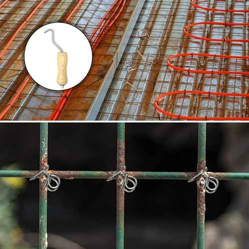 Therwen 1002 Pcs Tie Wire and Wire Twister Set 1000 Pcs 6 Inch 16 Gauge Double Loop Bar Ties Tool 2 Pake with Wooden Grip Handle for Securing Concrete Steel Construction(Silver)