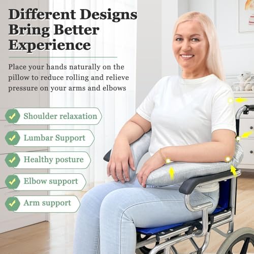 Wheelchair Armrest Pads Wheelchair Cushions for Seniors Arm Rest Cover Elbow Elevation Pillow Wheelchair Lateral Support Transport Chair Accessories Office Gaming Chair Universal(Cooling)