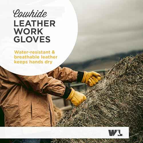 Wells Lamont Men's HydraHyde Leather Winter Work Gloves Water-Resistant Insulated Medium (1202M)