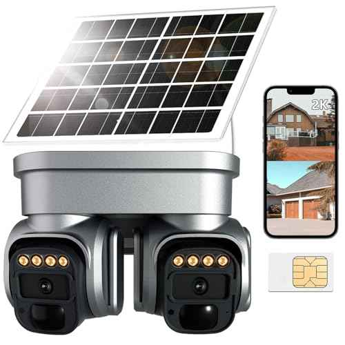 No WiFi Security Camera,4G LTE Cellular Security Camera Outdoor with Dual Lens 360¡Æ View, 2K Color Solar Cellular Cam Night Vision,PIR Motion Sensor,2 Way Talk,IP66 Waterproof, Built in SIM,Black