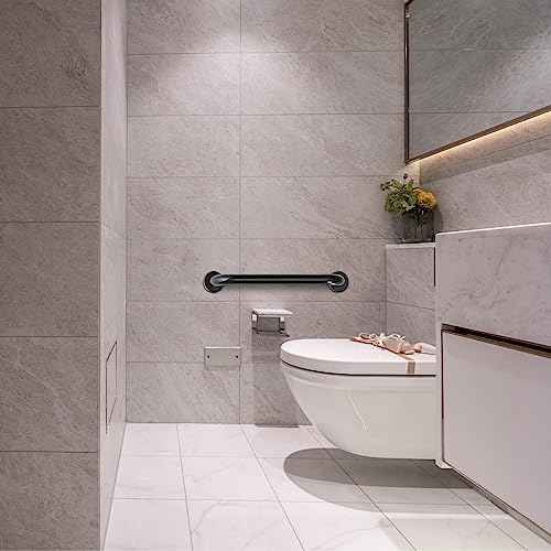 Handicap Grab Bars, 2 Pack 24 Inch Shower Grab Bar for Seniors, 304 Stainless Steel ADA Grab Bars for Bathtubs and Showers, Toilet, Safety Shower Handles for Elderly, Disabled (Matte Black Knurled)