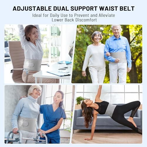Comfortable Breathable Adjustable Back Brace-Size L(Belly 37.4-45.3 in),Featuring Adjustable Pressure Strap,4 Steel Stays,and Spring;Perfect for Office,Gym,and Driving.