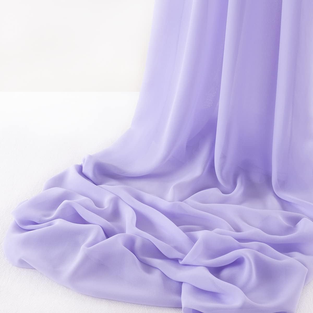 MLMW Chiffon Fabric Sheer Fabric by the Yard 5 Yards 60" Wide Lilac Wedding Arch Draping Fabric Sheer Material for Party Backdrop Curtain Arch Ceiling Decor
