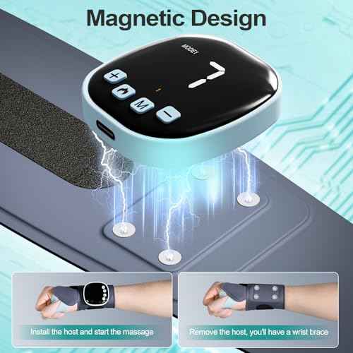 Electric Hand Massager with Heat, Cordless Wrist Heating Pad TES Muscle Stimulator for Pain Relief Therapy, Adjustable Length for Daily & Sports, Universal Left & Right