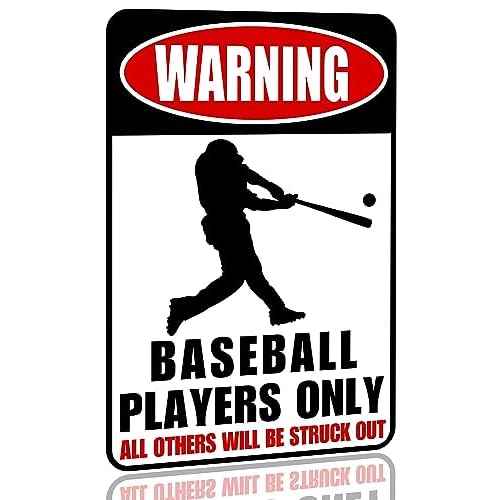 Baseball Decor Tin Sign Boys Room Poster, Metal Sports Sign, Wall Art Decor 12x8 Inches