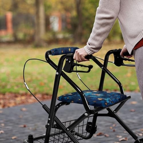 Blue Butterfly Rollator Walker Accessories Walker Seat Covers for Ladies Universal Rollator Walker Seat and Backrest Covers Floral Printed Walkers for Seniors with Seat Gift Covers