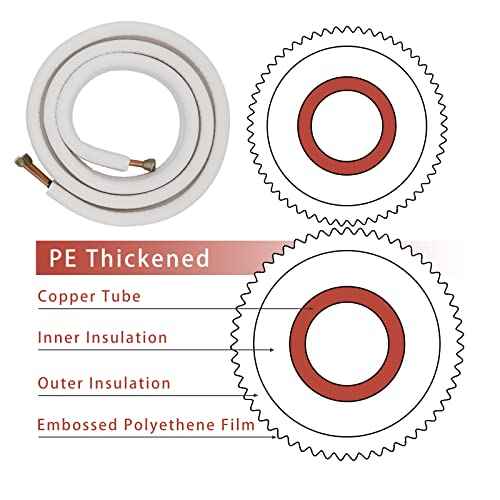 Mini Split Line Set 1/4" & 3/8" Insulated Copper Aluminum Line Set -16FT Copper Aluminum Pipes,Mini Split Air Conditioner (1/4+3/8)