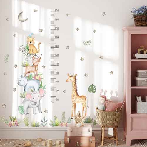 Giraffe & Elephant Kids Height Wall Chart£¬Cute African Animal Height Stickers, Children's Room Wall Stickers, Growth Chart for Wall, Peel & Stick Nursery Wall Decals for Baby Bedroom.