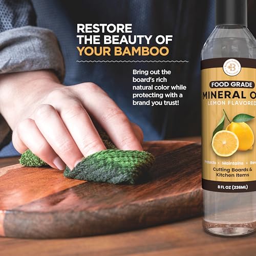 Wood Conditioner Oil to Restore Wood Cutting Boards - Food Grade Mineral Oil 8oz - Board Care, Protect & Refresh Wood, Bamboo, and Cutting Boards and Utensils